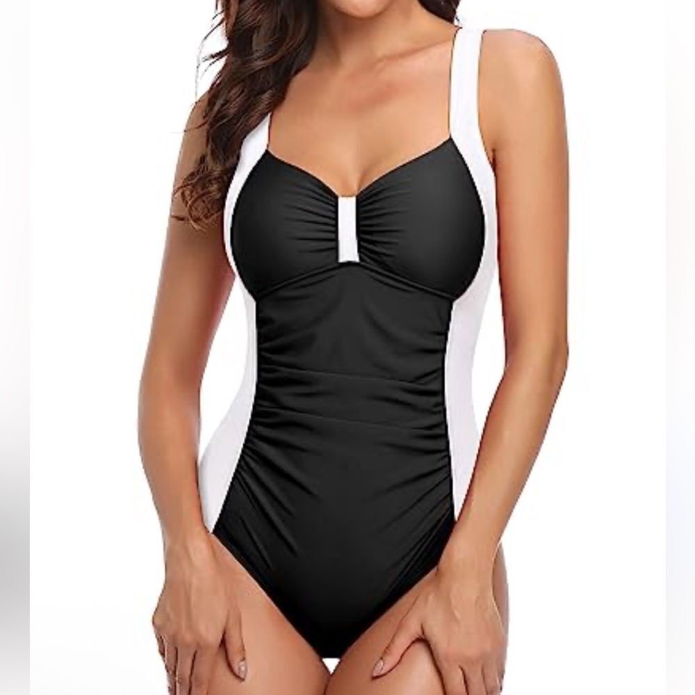 Tempt Me Black and White One Piece Swim wear(Size Large)